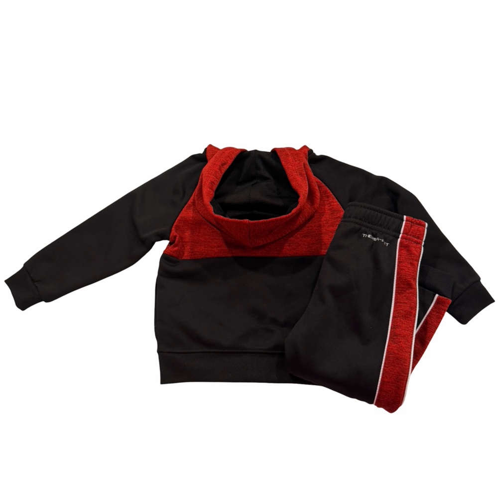 Nike Therma-Fit Toddler Zip Hooded Jacket and Pants Set 24M Red Black - Picture 3 of 6